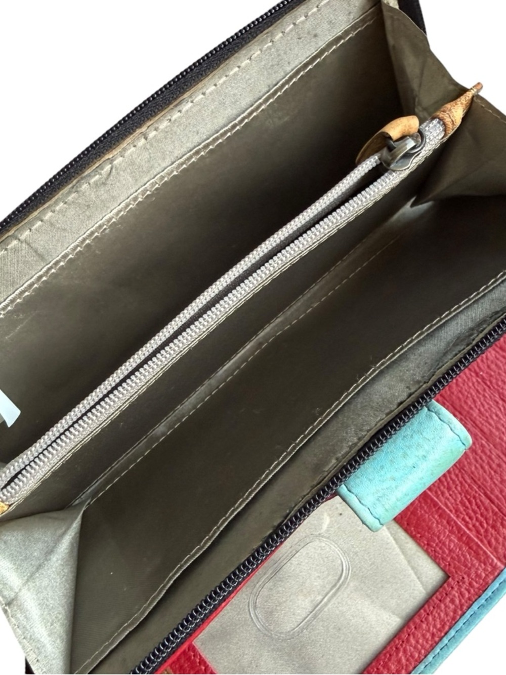 Anushka long wallet zip around compartment hand painted leather birds - Picture 5 of 5